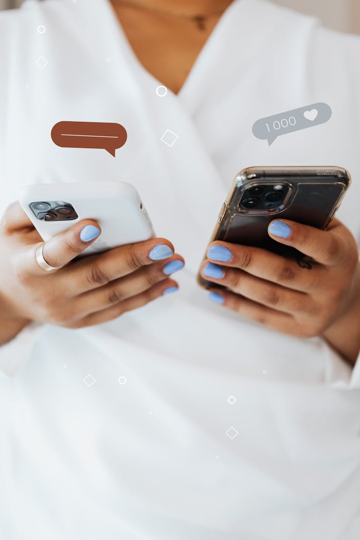 services-03 Close-up of person holding two smartphones, symbolizing modern communication trends.